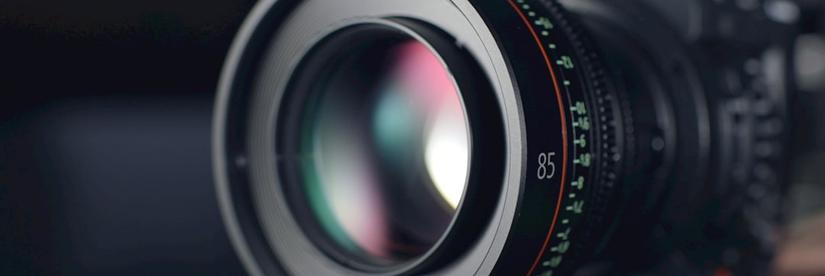 Close up photograph of a camera lens